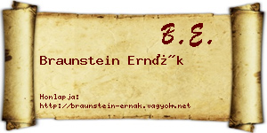 Braunstein Ernák névjegykártya